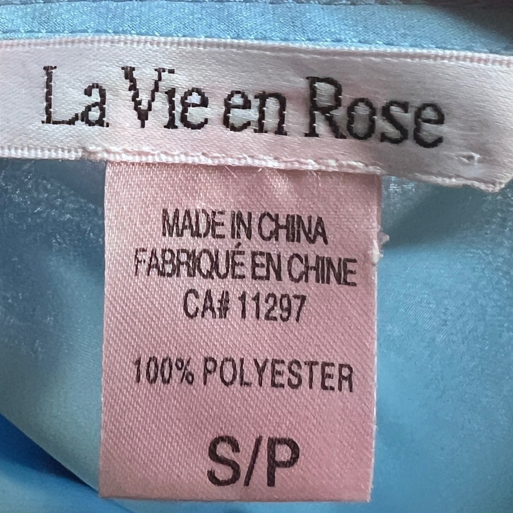 La Vie En Rose Women’s Baby Blue Feather Trim Holiday Lingerie Slip Dress Small - Picture 4 of 6